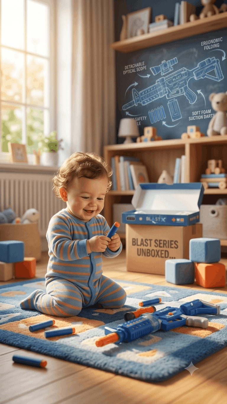 Blast Soft Bullet Toy Gun – Long Distance Action Blaster with Magazine Clip and Scope for Kids