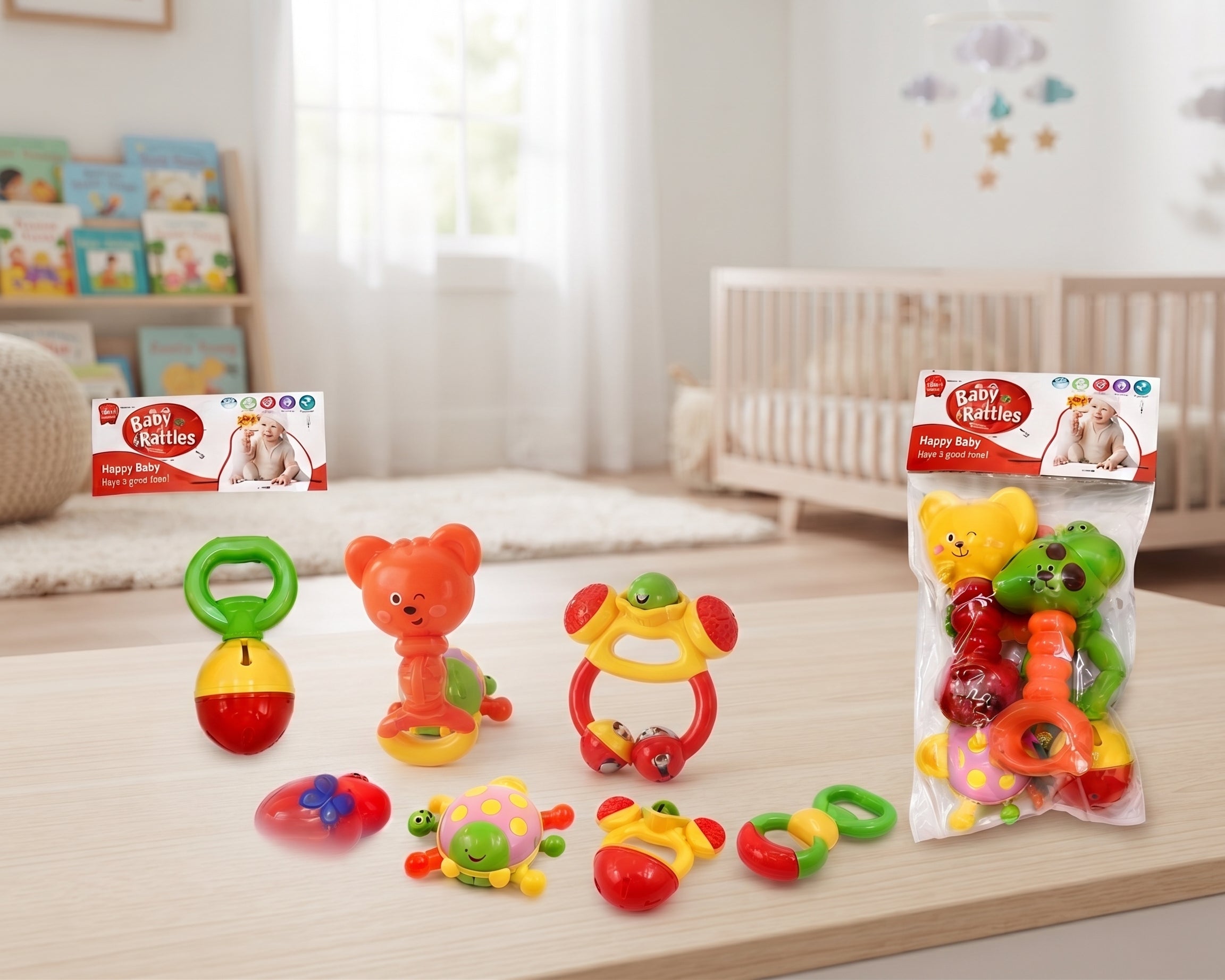 Colorful Baby Rattles Toy Set – Fun Sensory & Interactive Play Toys for Infants