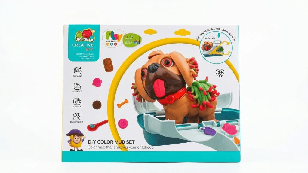 Jia Pei Le Creative DIY Color Mud Set – Multifunctional Pet Carrying Box with Modeling Clay and Puppy Molding Toy for Kids (3+ Years)