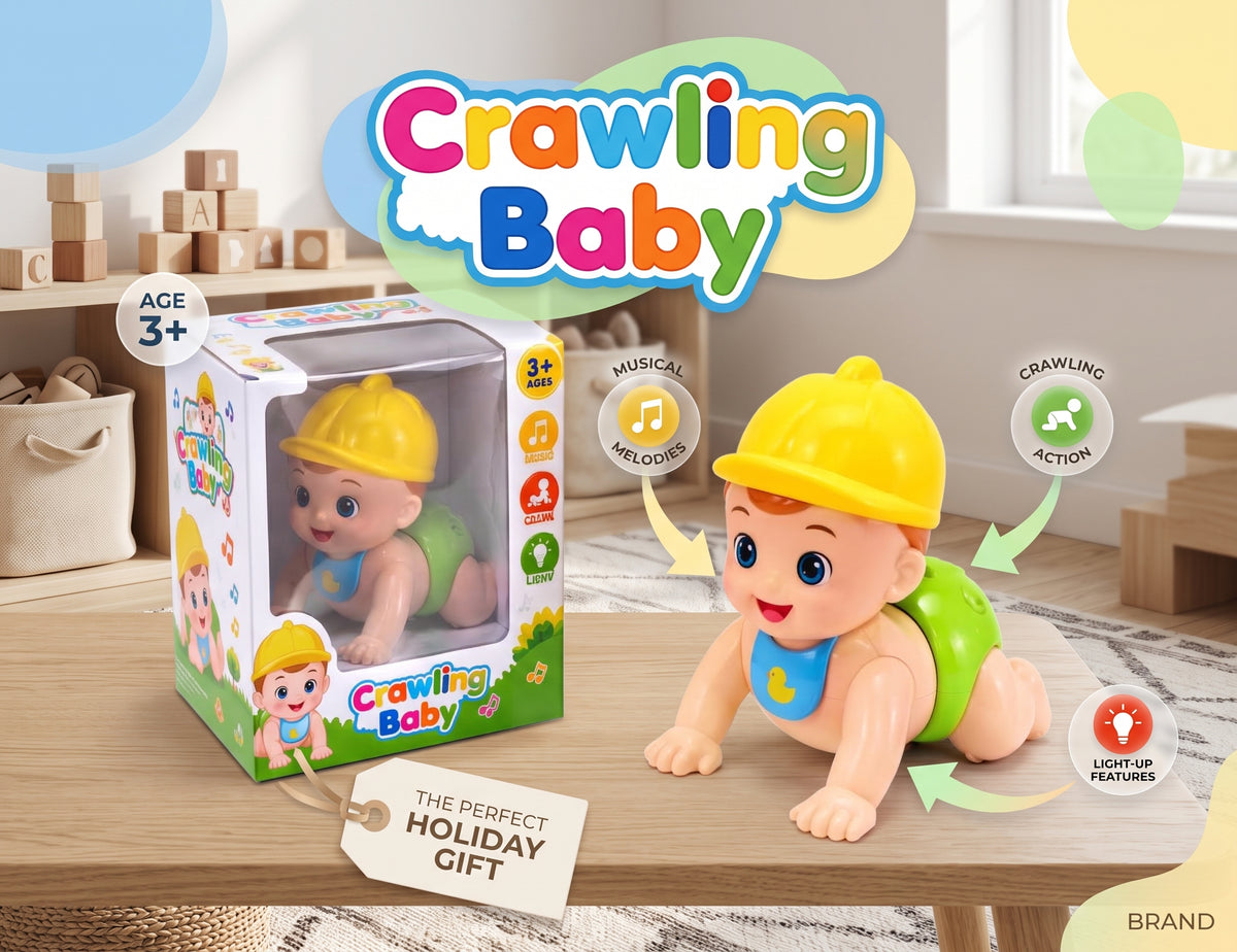 Interactive Musical Crawling Baby Doll Toy with Lights & Sounds