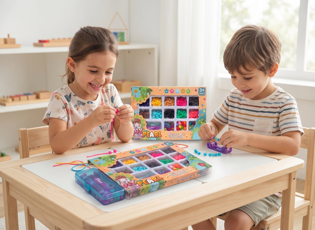 DIY Pearl & Bead Sensory Play Kit for Kids 3+ | Colorful Fine Motor Skills Arts & Crafts Toy Set