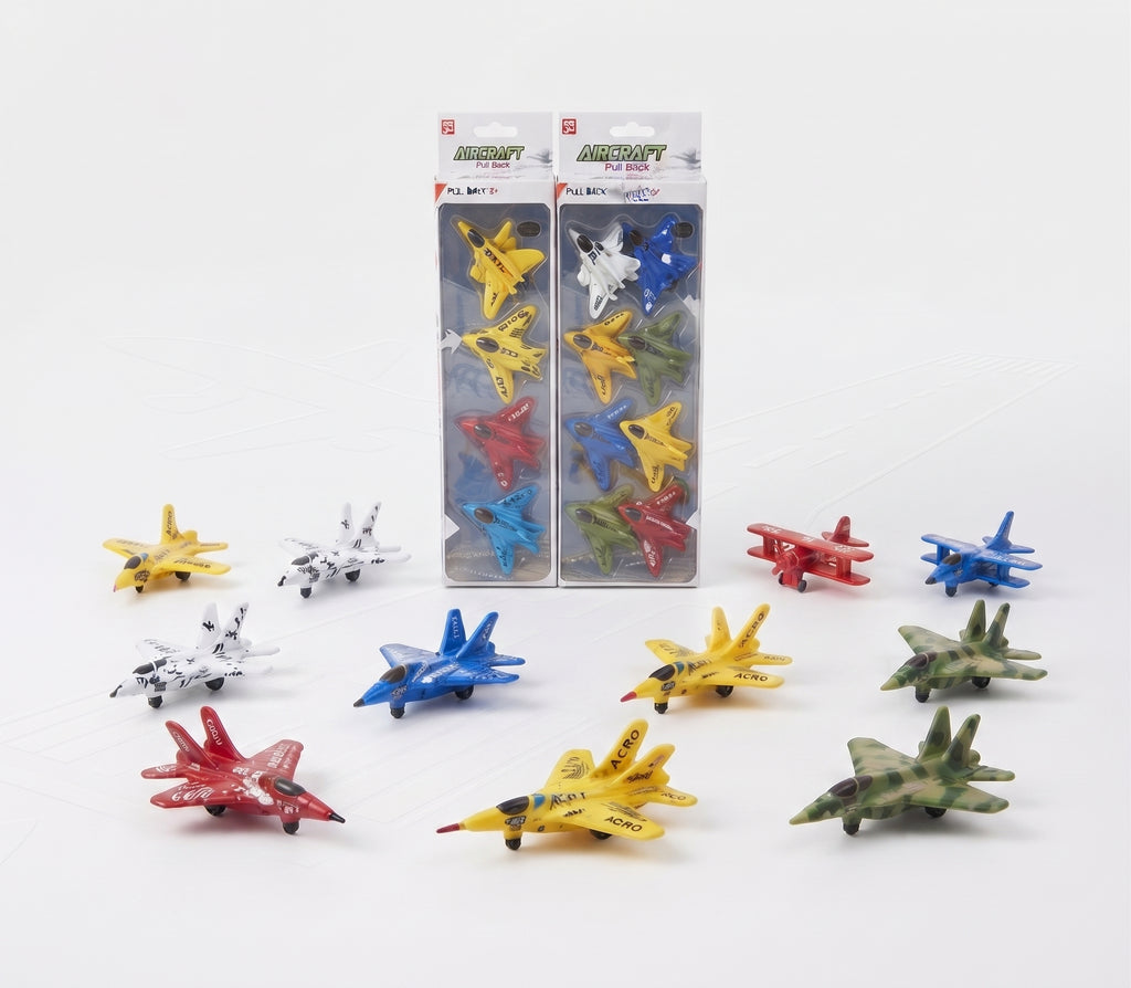 Pull Back Fighter Jet Toy Set – Colorful Aircraft Models for Kids