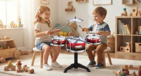 Kids Musical Drum Set for Children – 3+ Years, Red Toy Drum Kit with Cymbal & Drum Sticks