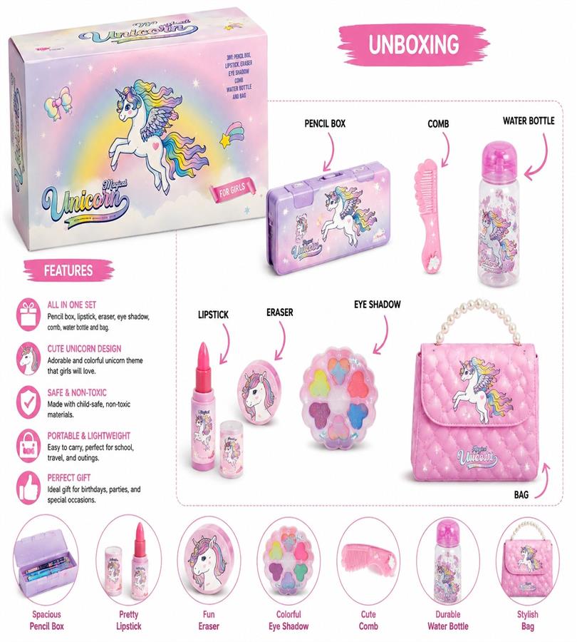 Magical Unicorn Gift Set for Girls - All-in-One Unicorn Toy and Accessory Box