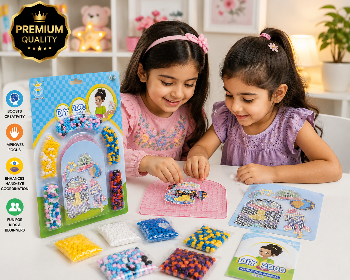 DIY 2000 Beads Craft Kit for Kids – Creative Educational Art & Craft Making Set 6+
